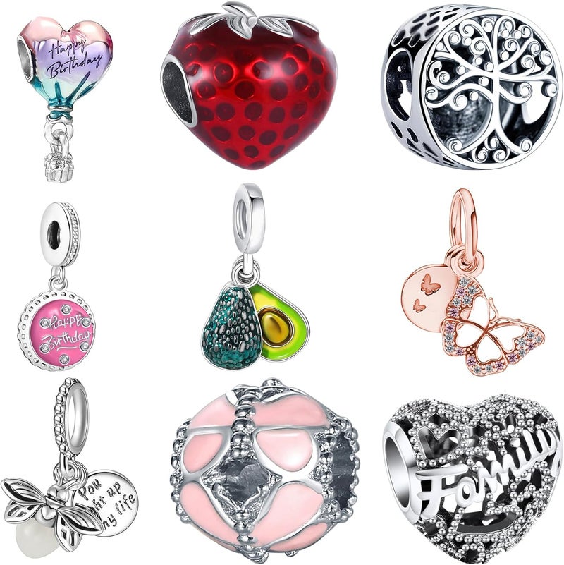 Acrobious 9PCS European Charms Beads Pendant For Bracelet, Charms DIY Bracelets Necklace Jewellery Gift - Image 1